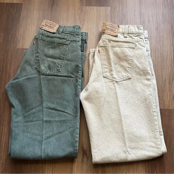 Levi's Other - Vintage Levi's Orange Tabs Men's Green and Tan Jeans 36x32